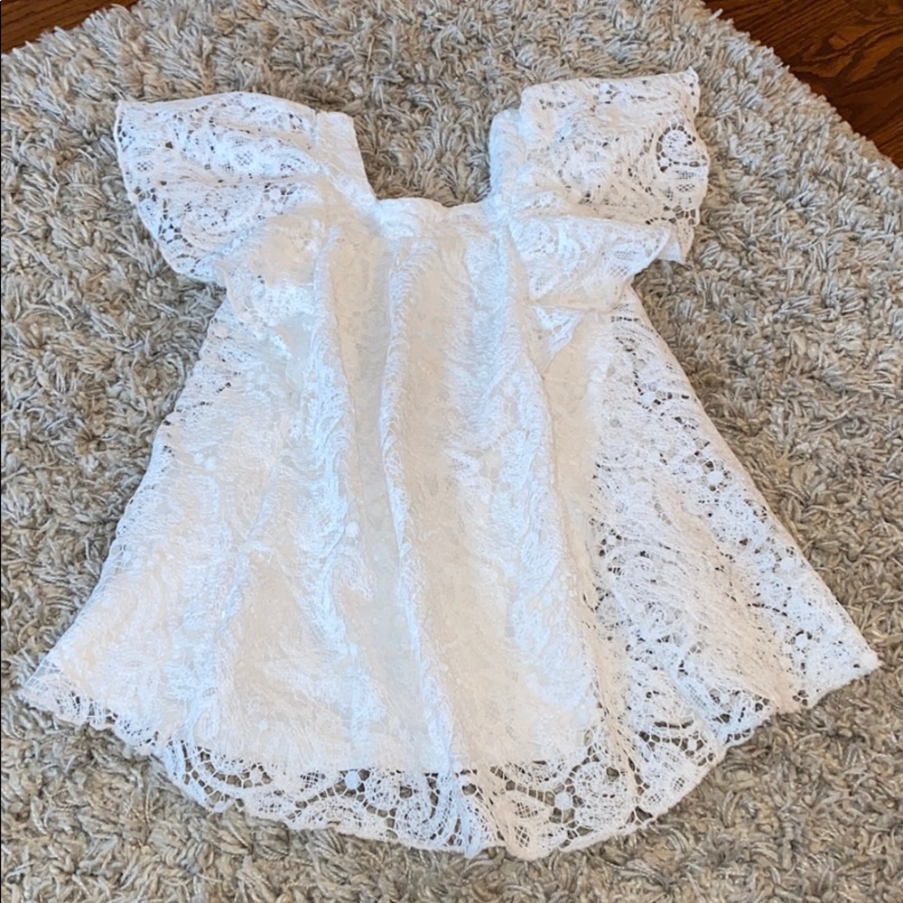 White lace flutter sleeve dress from Zara size 6